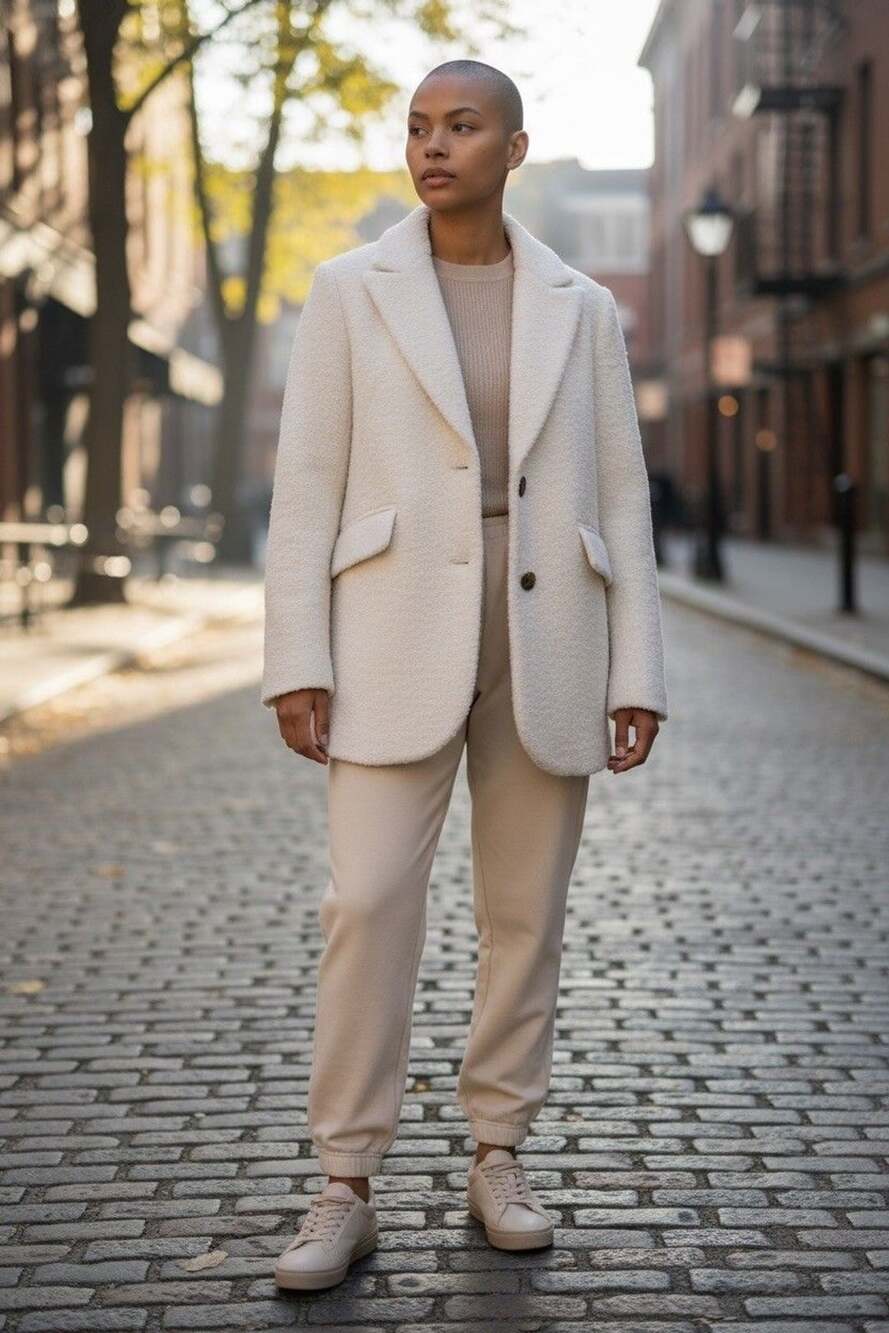 Ellen Tracy Cream Pressed Boucle Coat NWT Size 8